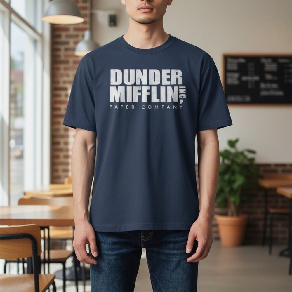 THE OFFICE TV SHOW Men’s Small Blue DUNDER MIFFLIN T-shirt